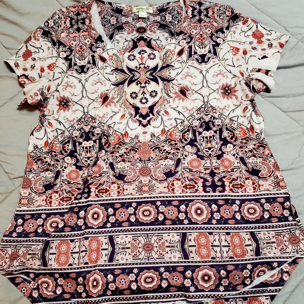 One World ladies top. Size XL  Purple, beige, coral